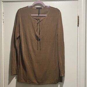 Sarah Pacini Camel V-Neck Sweater